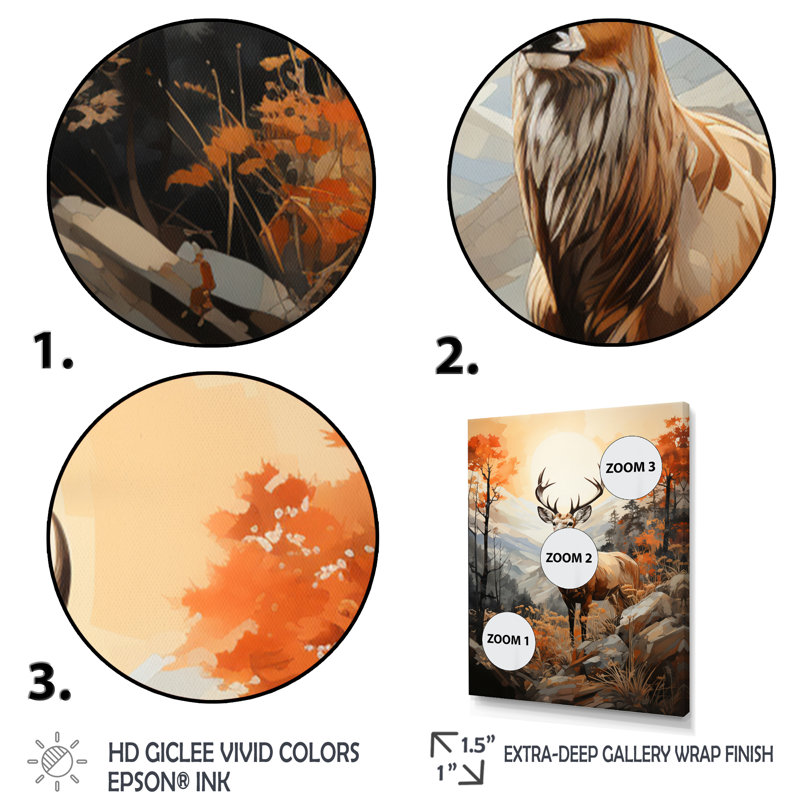 Mirach Deers Broan, paysage, H 40 po x l 30 po x P 1,5 po, Toile tendue