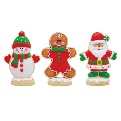 Resin Christmas Character Cookie Figurine, Decorative Objects, Red, Resin, Set of 3, Tabletop, Living Room, Christmas, Christmas Decoration