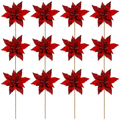 Jet de poinsettia scintillant, ensemble de 12 à 20 pouces