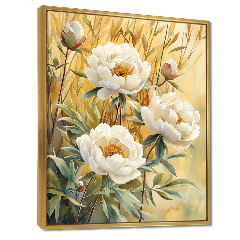 Pivoines par le saule d'automne I - Pivoines, reproductions encadrées, H 40 po x l 30 po, Reproduction avec cadre flottant
