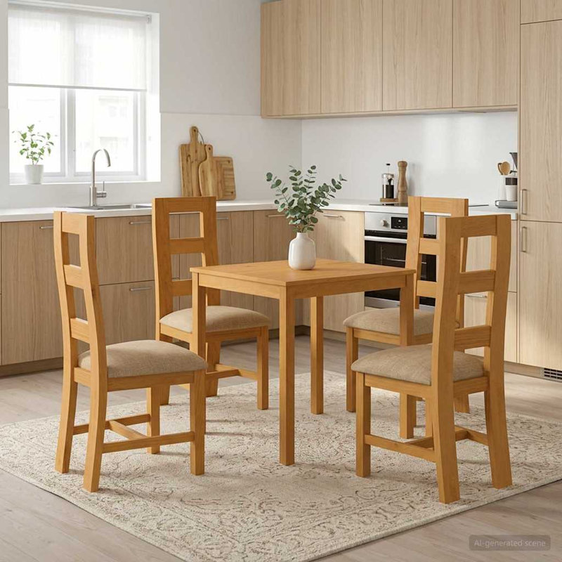 Oak Solid Wood Dining Set, 5