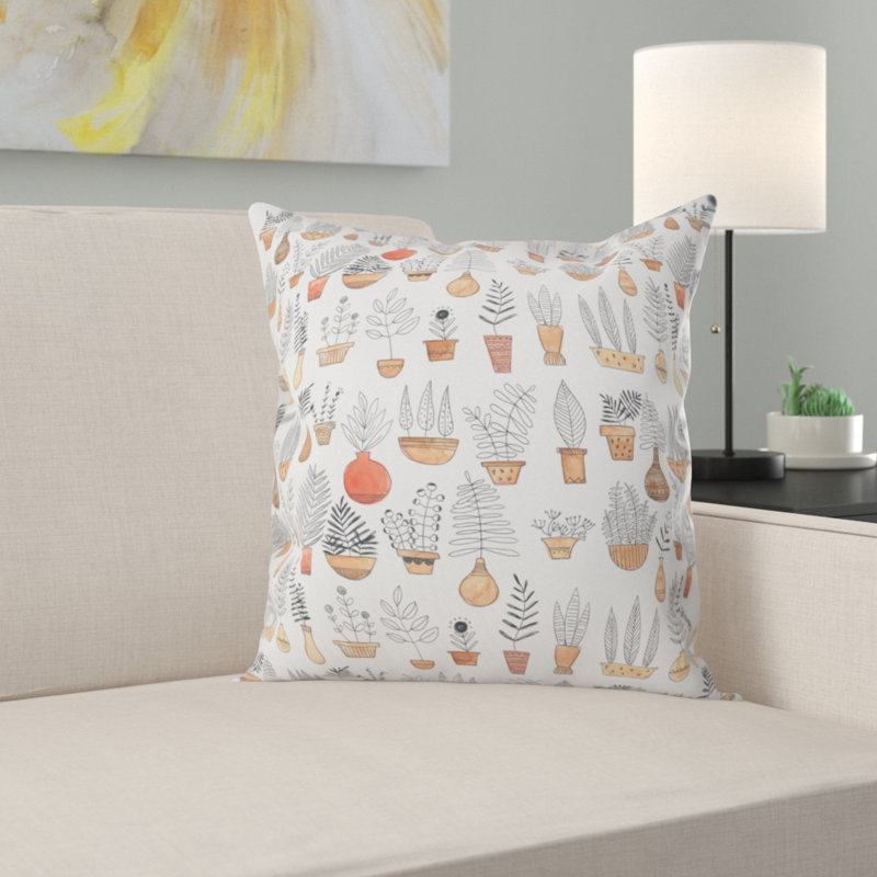 Coussin décoratif intérieur/extérieur en pointillés et en cendres happy plantes, 16 po x 1 po