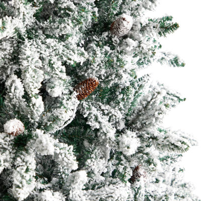  Livingston Flocked Fir Artificial Christmas Tree with LED Lights 8ft