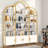 Arched Bookshelves And Bookcases: Triple Wide 5-tier Large Open Bookshelf, Etagere Bookcase With Display Shelf For Home Office-2033098185