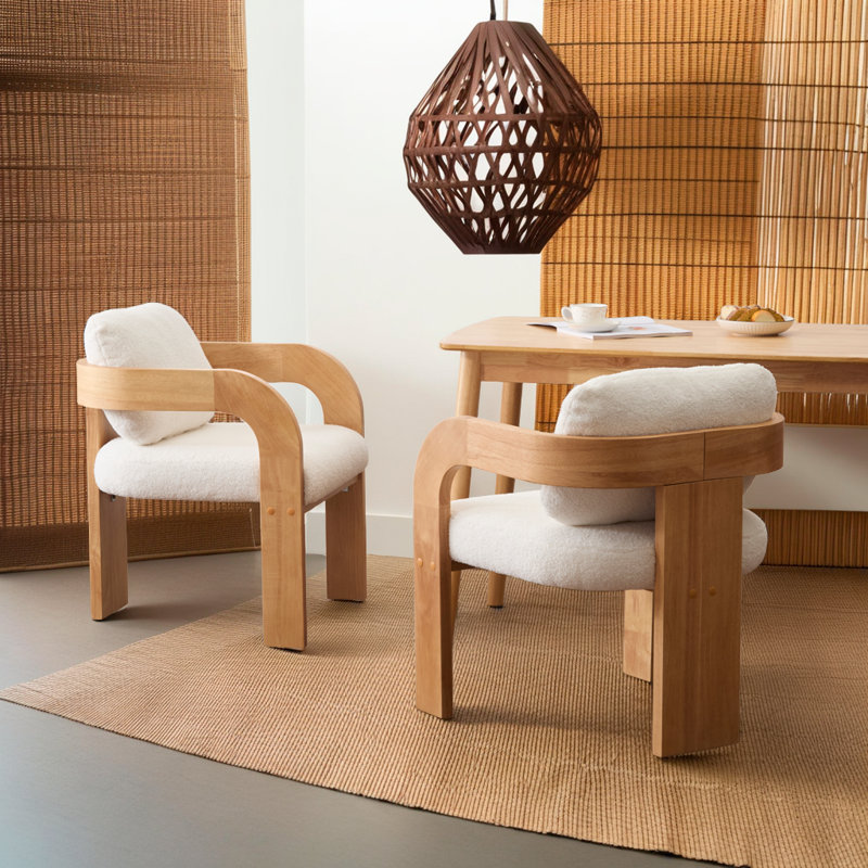Ensemble de chaises Modern Boucle - structure en caoutchouc avec support ergonomique (ensemble de 2), Blanc, bois