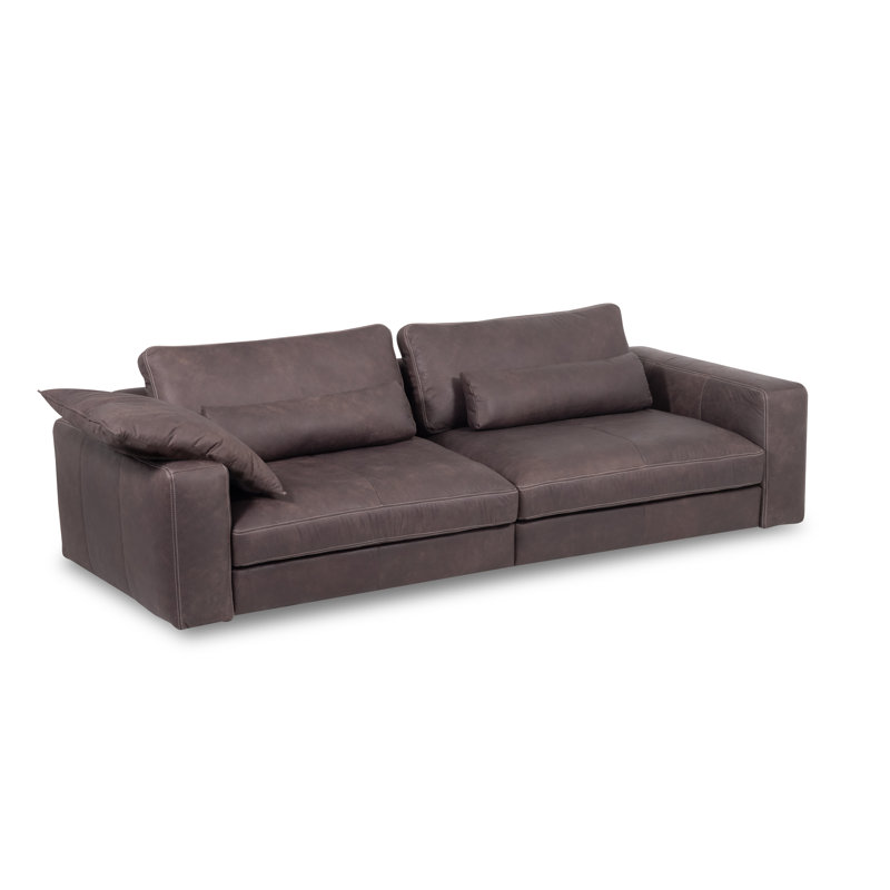Parven 4 Seater Genuine Leather Sofa, Brown