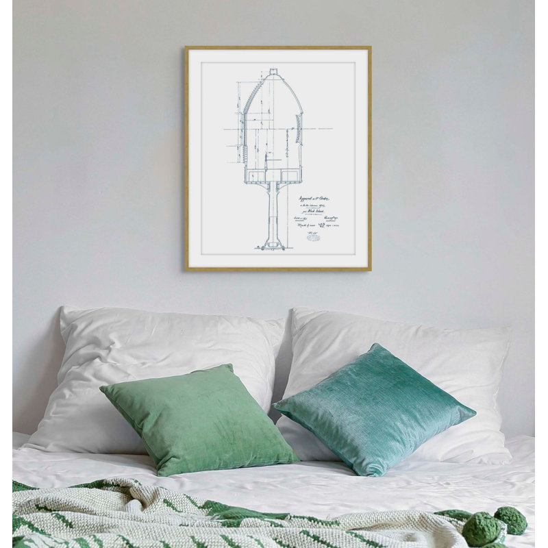 Blueprint Of Light Tower 1 Framed Print, 35.48" H x 29.48" W