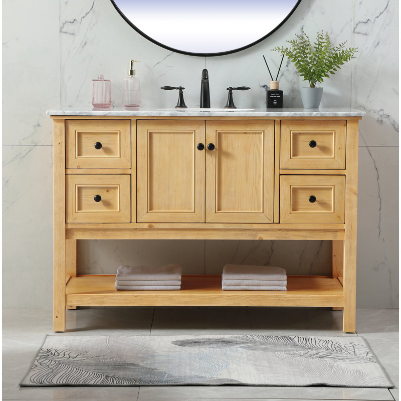 Bonsai 48'' Single Bathroom Vanity with Marble Top, Natural