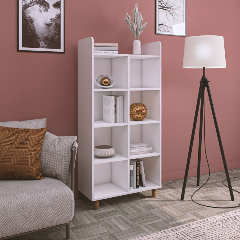 Élégante bibliothèque blanche de 61,0 po x 63,0 po x 14,2 po | 100% panneau de particules enduit de mélamine, épaisseur: 0,7 pouce | Nombreuses tablettes, conception à fixation murale | Parfait pour la maison, le bureau et les espaces d'étude