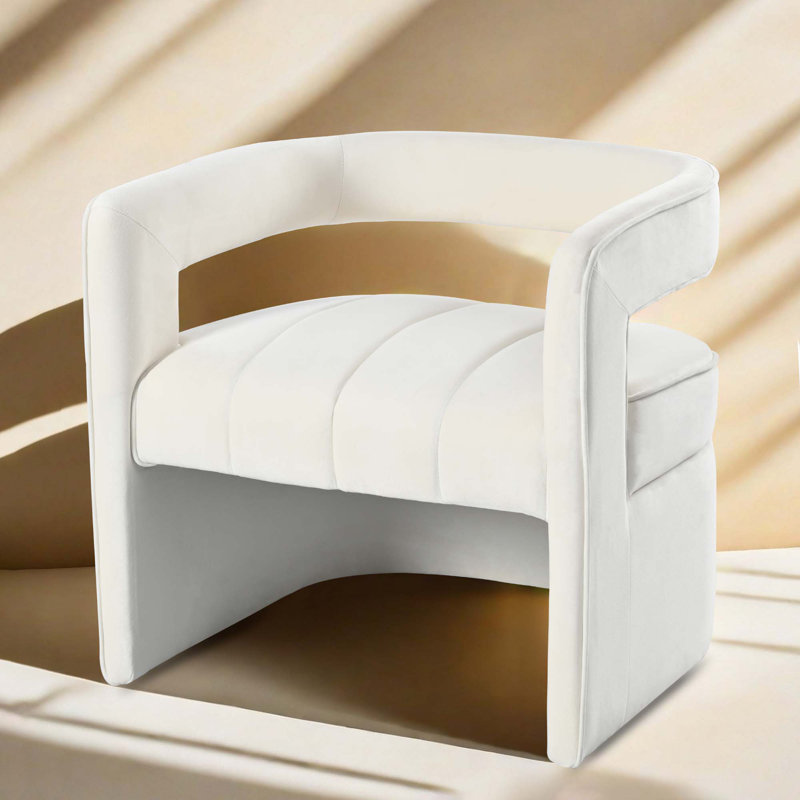 Chaise d'appoint moderne avec détails côtelés Brookstead, Ivoire blanc