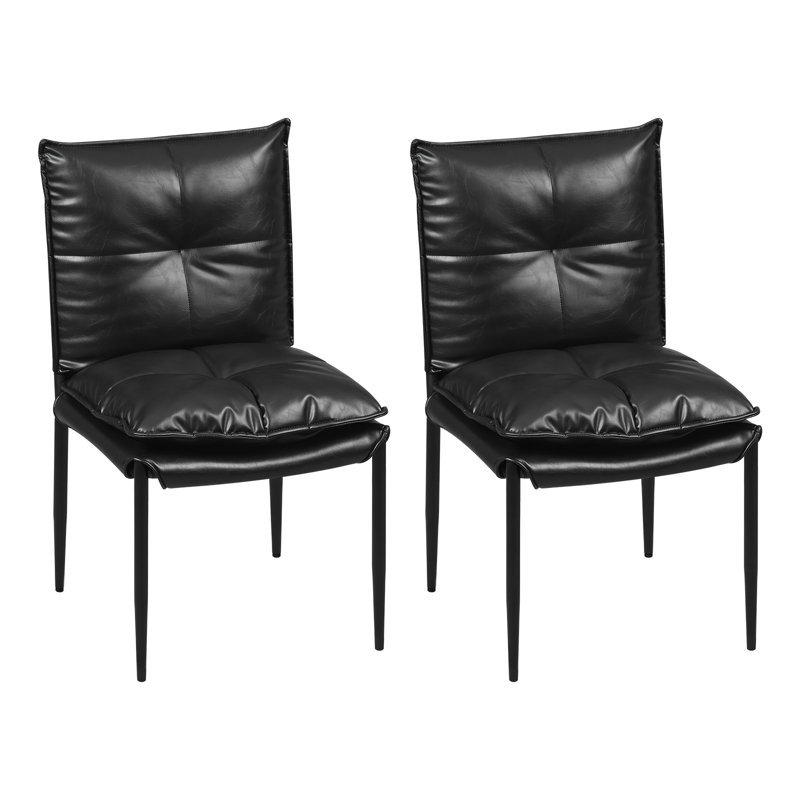 Upholstered Dining Chair, 2, Black, Black