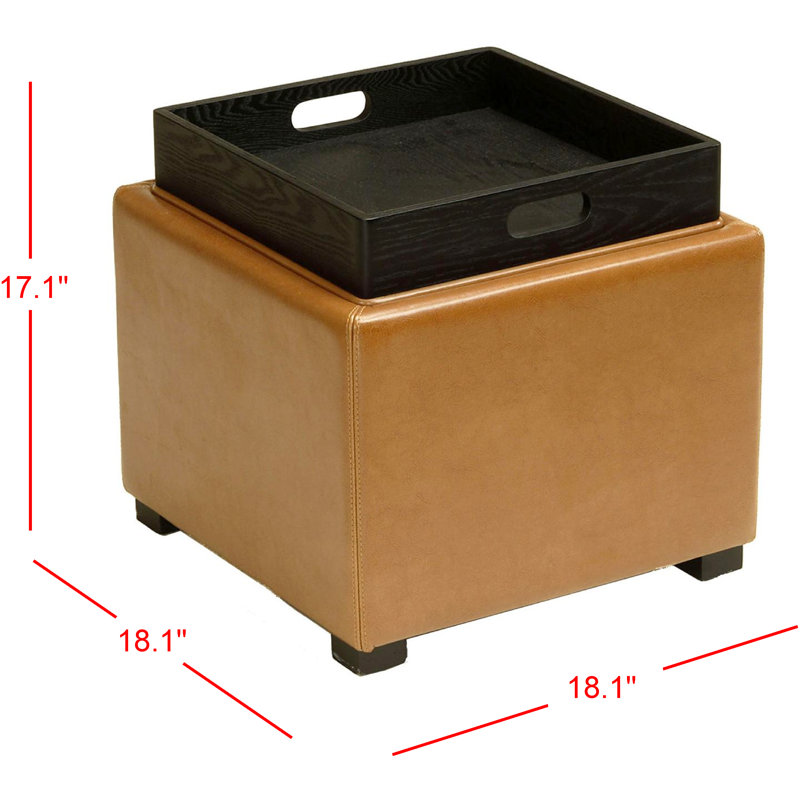 Alesea Upholstered Ottoman, Saddle Faux Leather