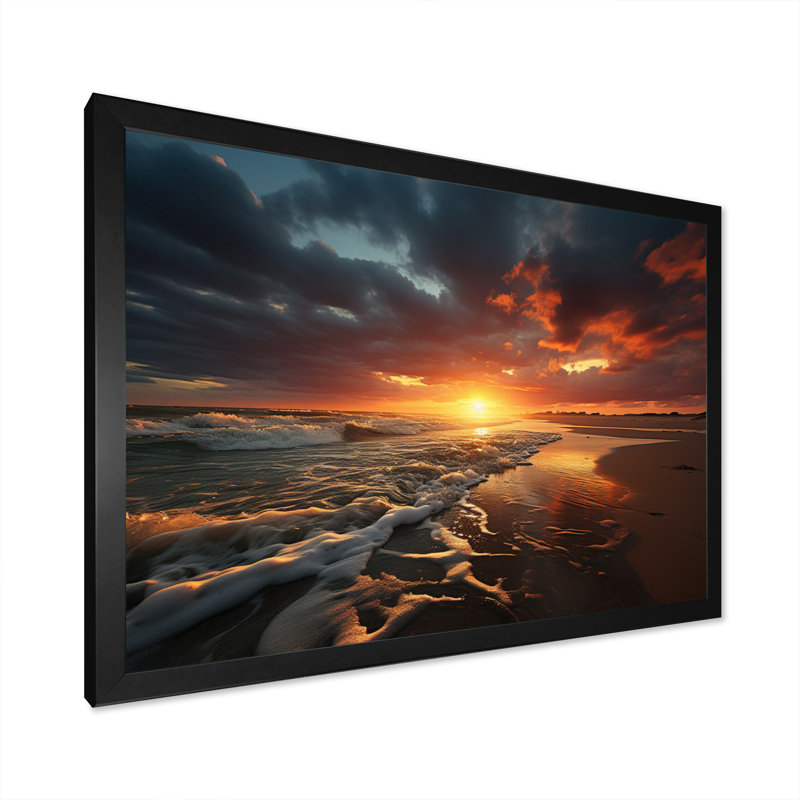 Photo de plage Sables d'or XXV - reproduction sur toile, H 12 po x l 20 po x P 1 po, Cadre simple noir
