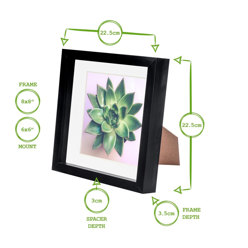 Nicola Spring - 3D Box Photo Frames, 22.5cm H x 22.5cm W x 3.5cm D, Grey/White