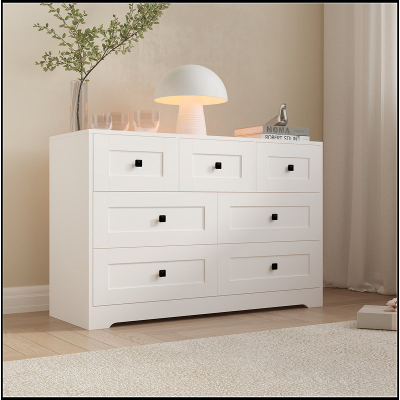 Commode 7 tiroirs avec porte de ferme blanche