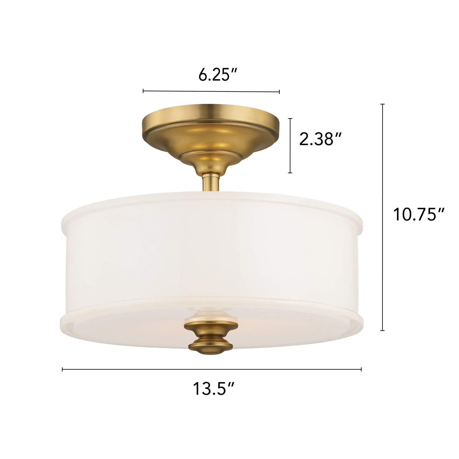 Everlee 2-Light Semi Flush Mount, Liberty Gold