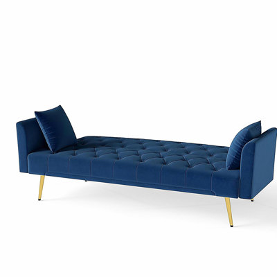 Canapé-lit moderne convertible pliable de 72 pouces de style rétro américain capitonné, fabriqué en velours noir, convenant aux petits salons, aux chambres et aux bureaux. noir