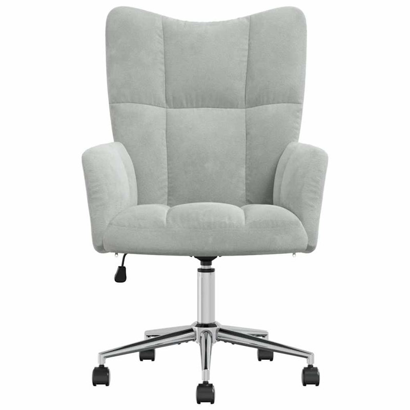 17 Stories Velvet Office Chair, Light Grey, Silver