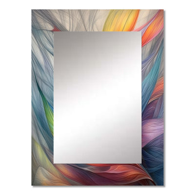 Vintage Rainbow Pastel Leaves Boho Watercolor I - Abstract Painting Decorative Mirror, Modern Wall Mirror, Printed Metal Art