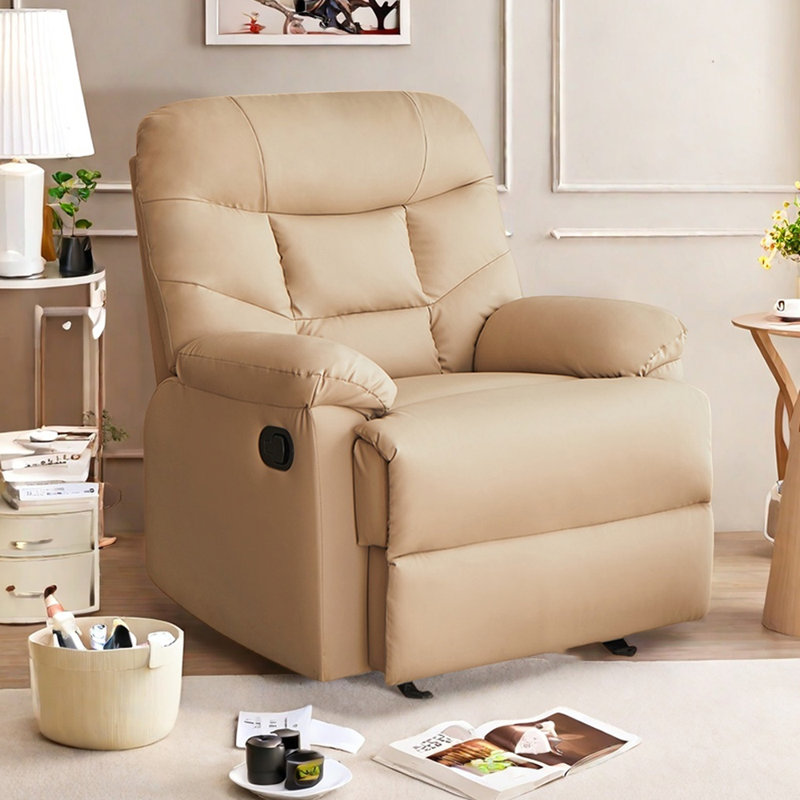 Fauteuil inclinable décontracté en similicuir Living, Brun