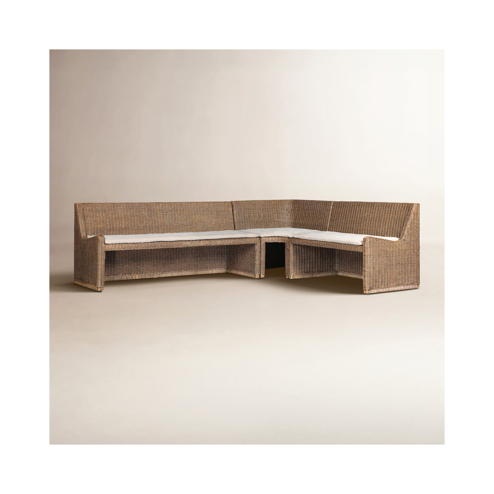 Senna 83" Woven Dining Banquette, Right Hand Facing, 32.5" H x 106.25" W x 83.25" D