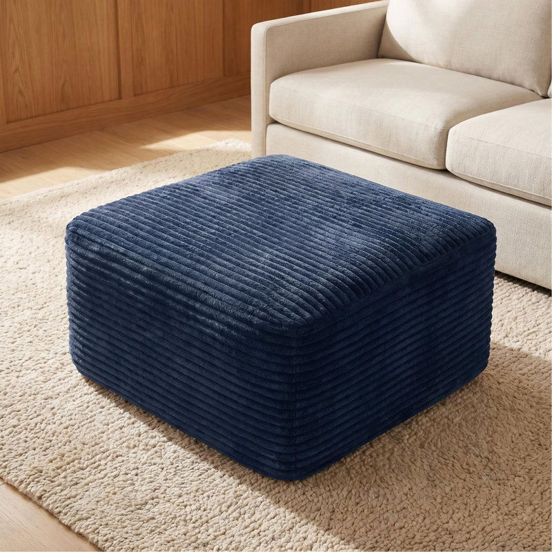 Repose-pieds rembourré 37,5 po Corduroy, Bleu
