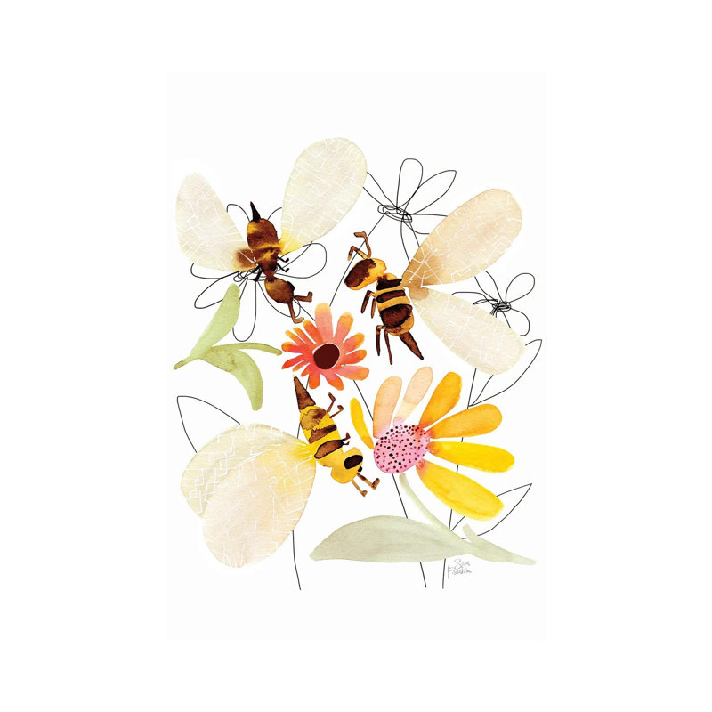 Bees by Sara Franklin - Wrapped Canvas Gallery-Wrapped Canvas Giclée, 20.32 cm H x 30.48 cm W