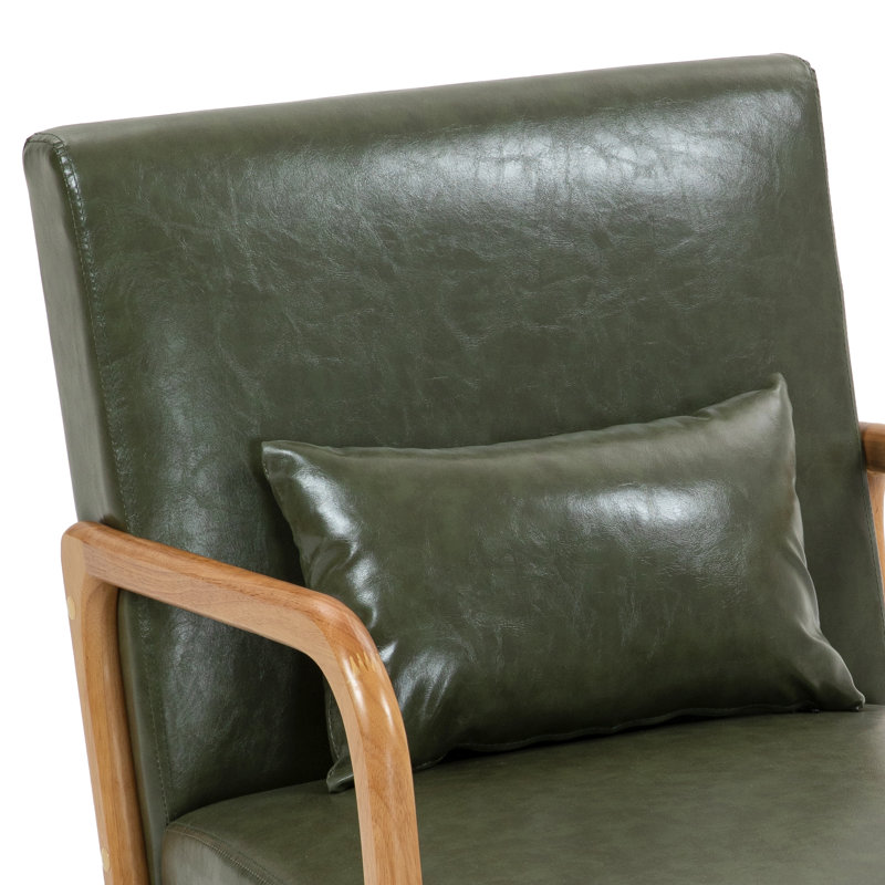 Chaise d'appoint rembourrée en bois massif de 25,8 po de largeur avec un coussin supplémentaire Jyrin, Natural