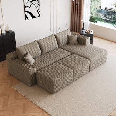 Canapé modulaire en velours côtelé moelleux 95 pouces Compression Cloud