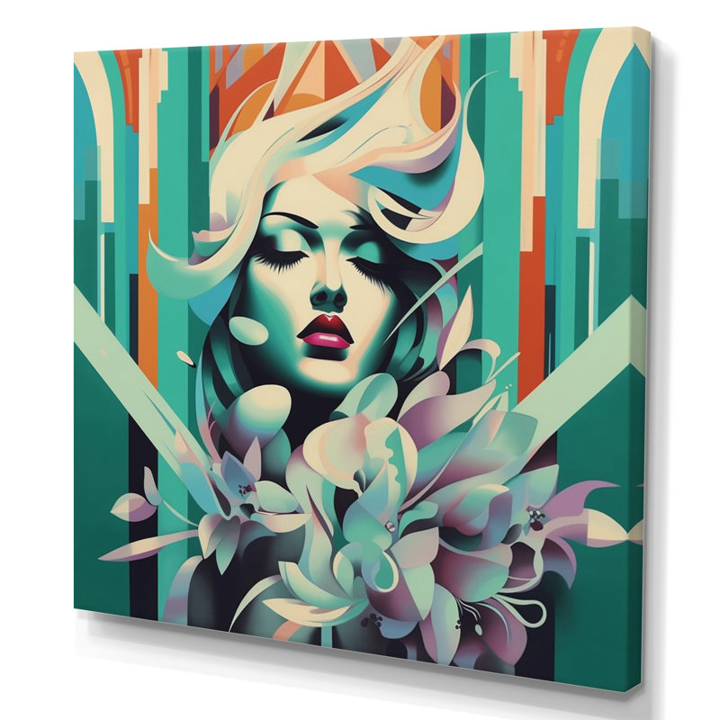 Impressionnante art déco sur toile, H 30 po x l 30 po x P 1 po