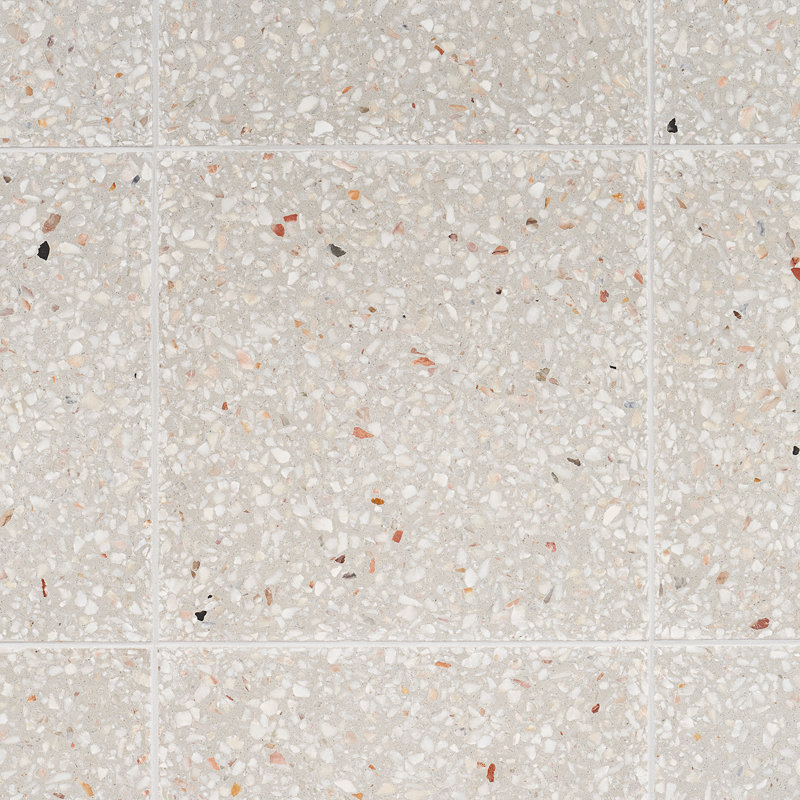 True Terrazzo 16x16 Polished Terrazzo Tile, Dove Gray