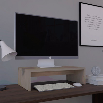 Support pour écran de 19 po de largeur, support de bureau gris clair pour moniteur, ordinateur portable et imprimante
