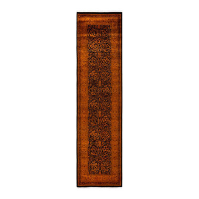 Tapis orange noué à la main de conception unique Holsworth