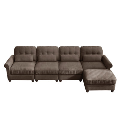Canapé modulable 4 places avec 1 pouf