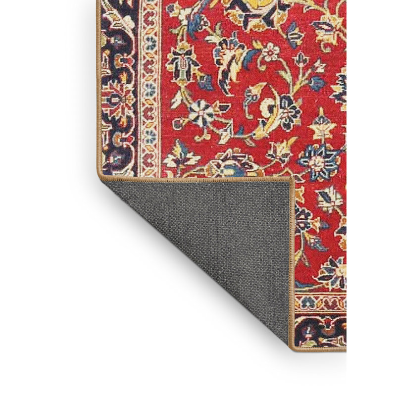 Tapis traditionnel rouge / noir Glenavy, Rectangle 5 pi x 7 pi