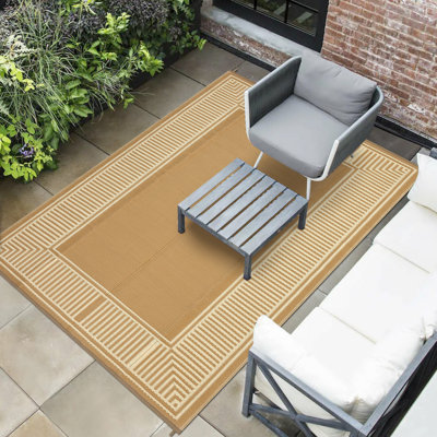 Tapis de paille géométriques imperméables réversibles en plastique pour véranda