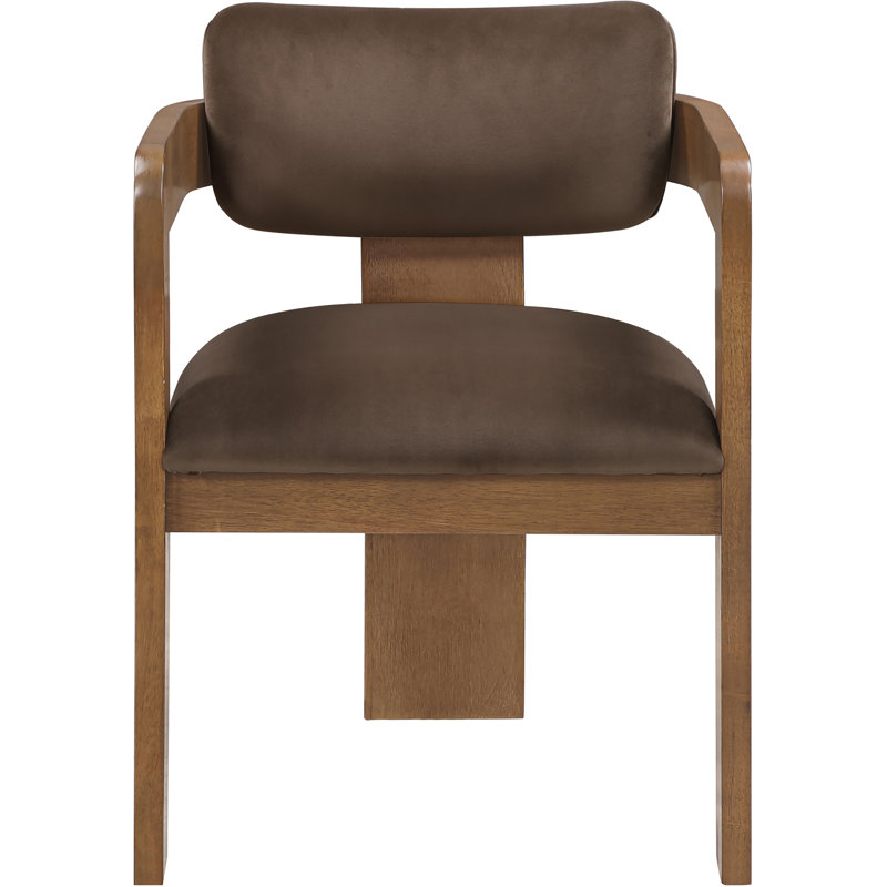 Chaise rembourrée en velours brun Gervais, Brun noyer, Velours brun