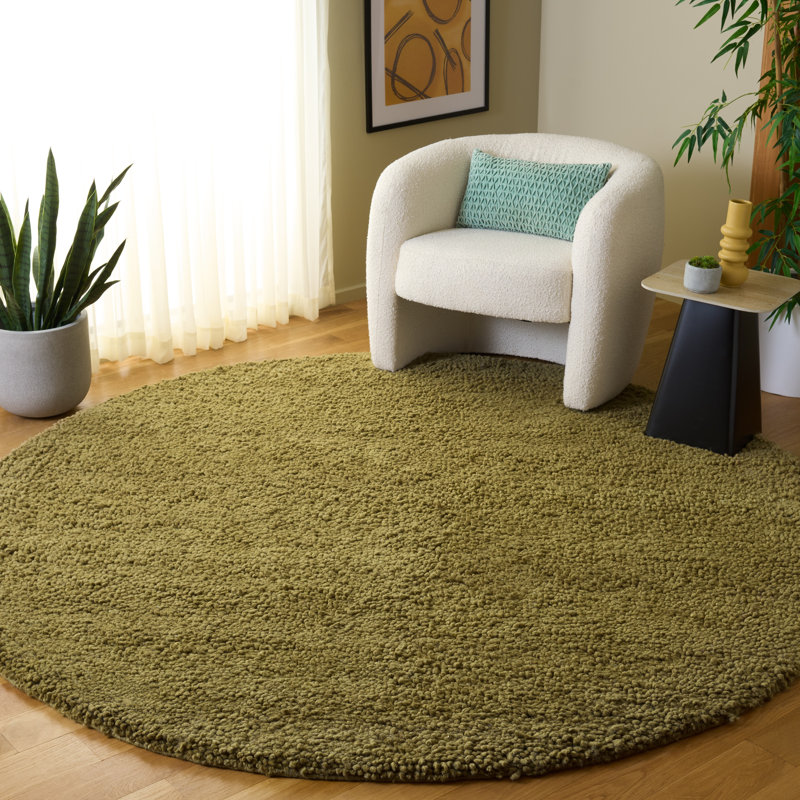 Weber Shag Wool Pile Solid Color Rug, Round 8'