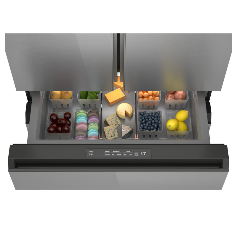 Café ENERGY STAR 23.2 Cu. Ft. Smart Counter-Depth 4-Door French-Door Refrigerator In Platinum Glass With Dual-Dispense Autofill Pitcher