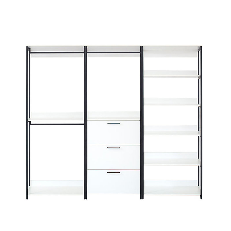 Système d'organisation en bois, Blanc, H 77,7 po x l 96 po x P 17,3 po
