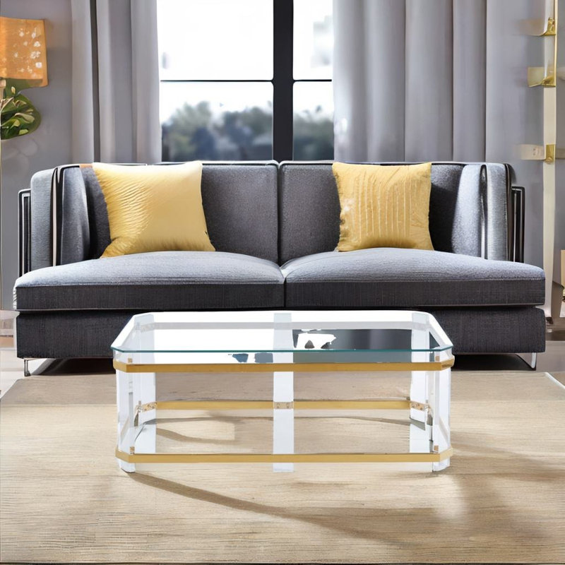 Valdino Glass Top Coffee Table, Gold