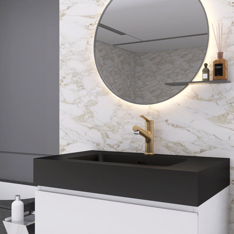 Ensemble de meuble-lavabo simple 24 po Najea, Blanc, Noir mat