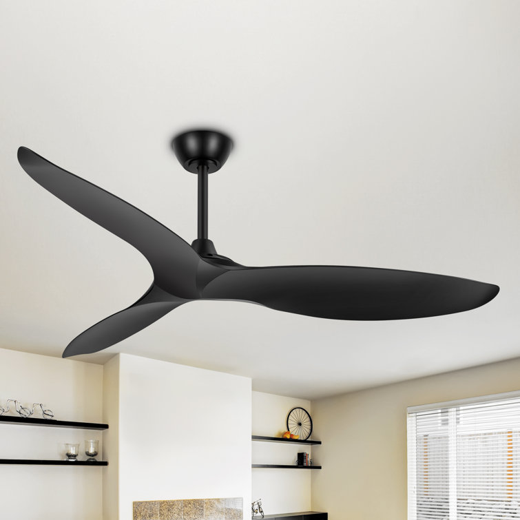 56" Ceiling Fan With Remote Control, 2 Downrods For Indoor Ceiling Fan With Remote, Reversible Noiseless Motor, 3 ABS Blades