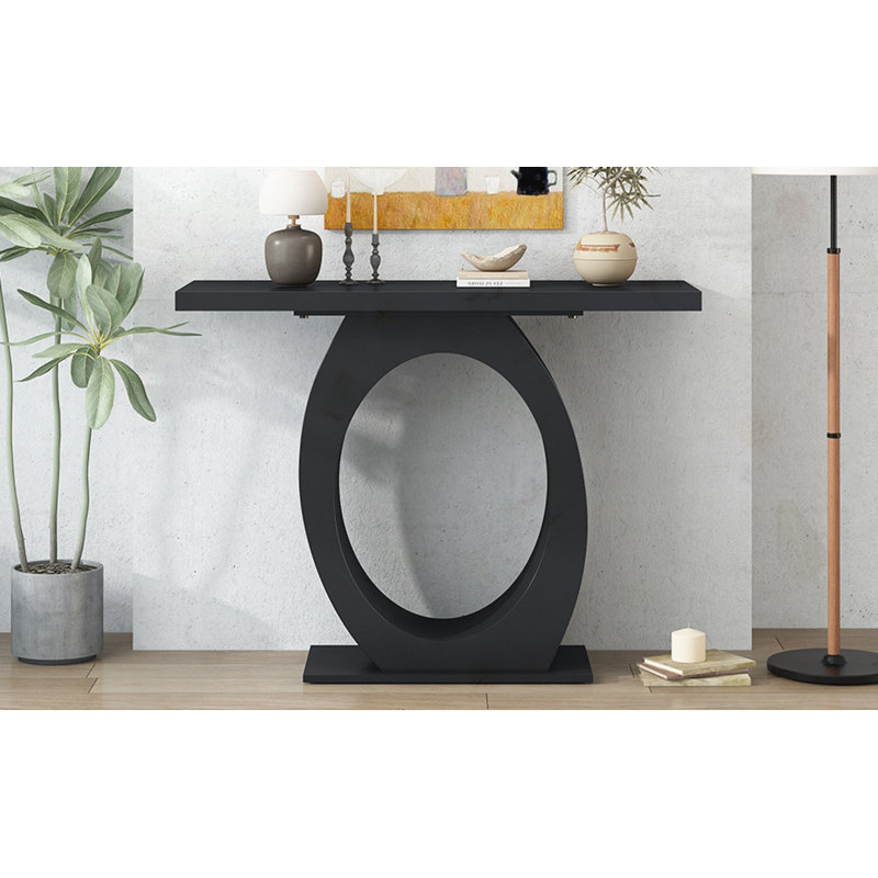 Console élégante et moderne avec base en forme d'œuf, Noir