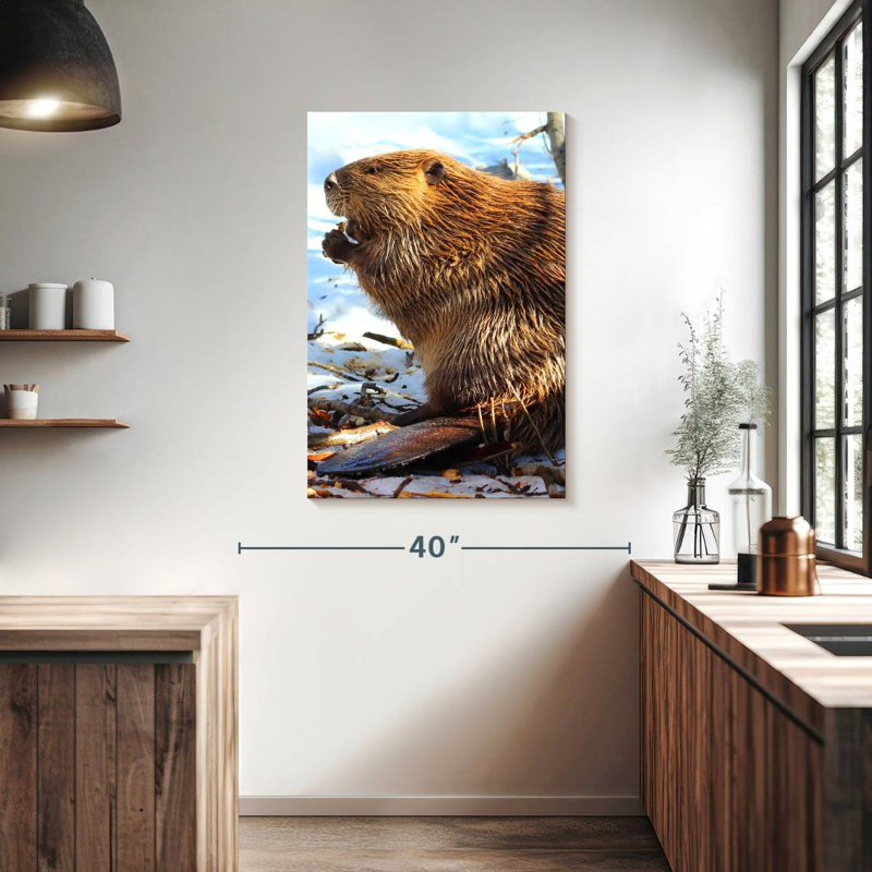 Brampt Beaver In Winter, 39" H x 26" W