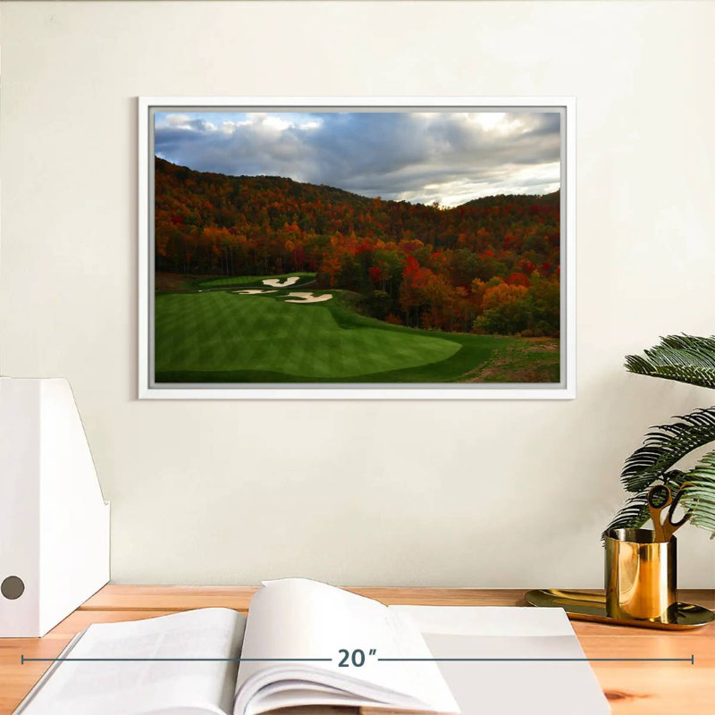 Parcours de golf d'automne, Cadre flottant blanc, 13 po x 9 po
