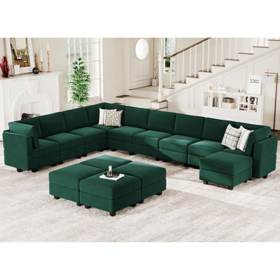 Ensemble de canapé modulaire réversible en velours surdimensionné en U 169 po Wylodene