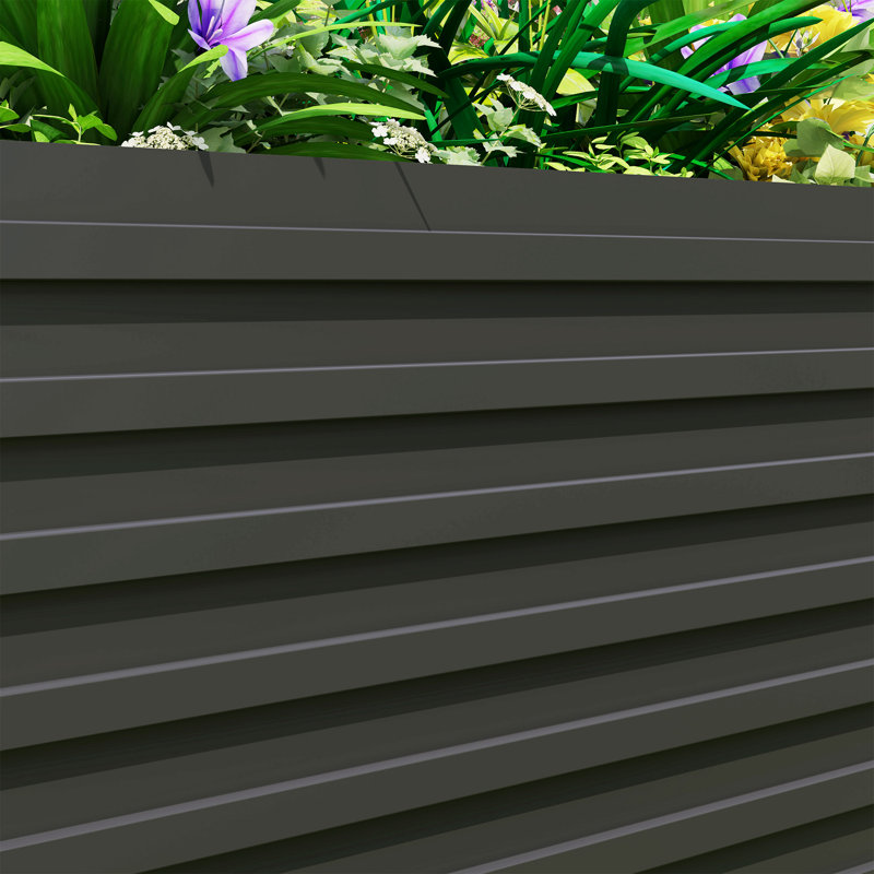 Lit de jardin surélevé galvanisé, boîte à fleurs 8 pi x 4 pi x 2 pi, gris foncé