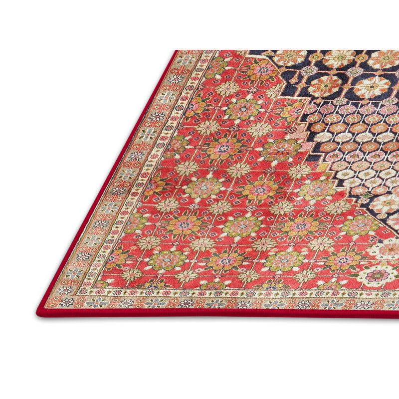 Tapis traditionnel orange / brun / noir, Rectangle 5 pi x 7 pi