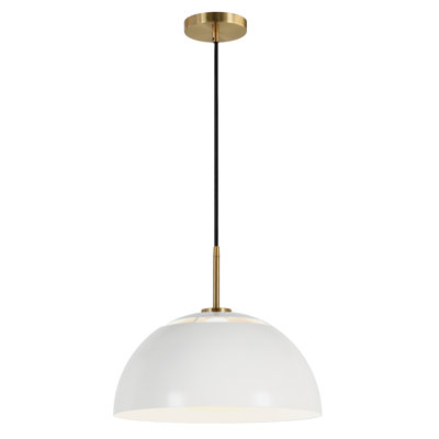 Luminaire suspendu de 16 po de largeur avec abat-jour en métal noir mat / laiton brossé Jordyn